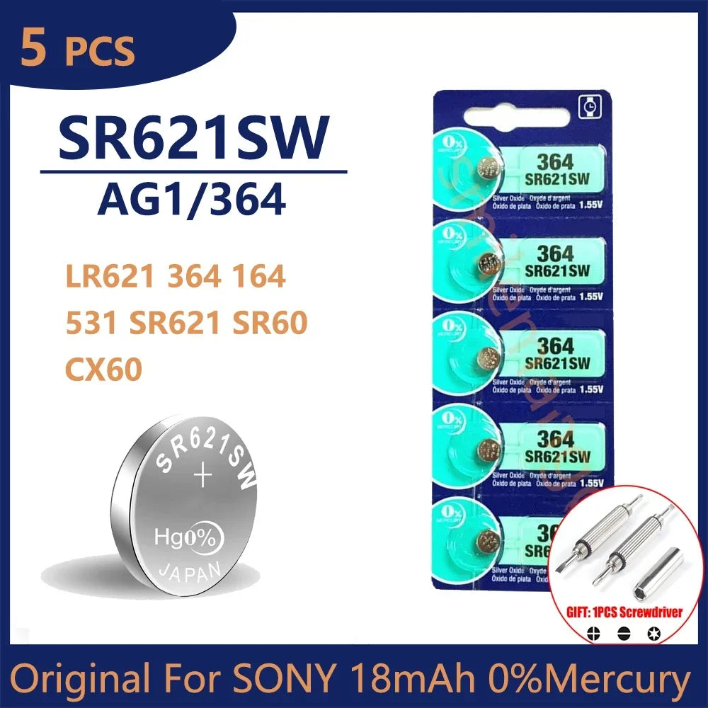 Original For SONY 364 SR621SW SR60 1.55V Button Battery For Watch Toys Remote Cell Coin Batteries