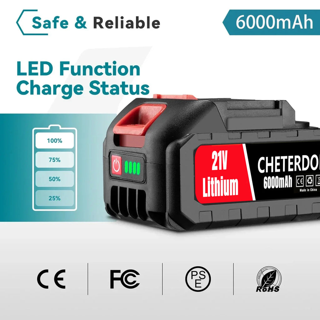 21V Rechargeable Lithium Battery,High Capacity Cordless Electric Power Tool Battery for Makita 18V Tool Replacement Battery
