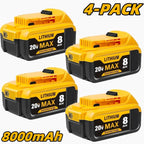 8.0Ah 20V Lithium-Ion Replacement Batteries for Dewalt Cordless Tools - Compatible with DCB200, DCB205, DCB206 & More
