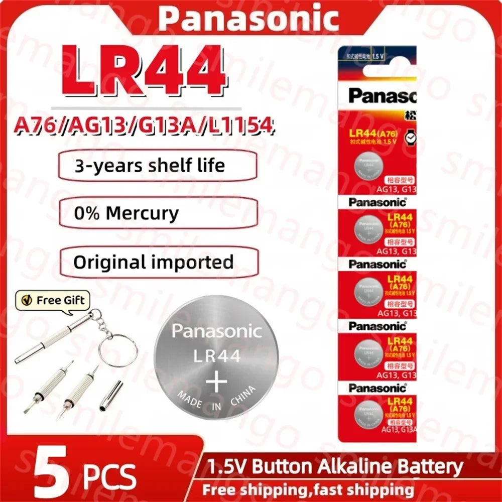Panasonic 2-50PCS AG13 battery A76 LR44 357 SR1154 SR44 LR 44 1.5V Alkaline Batteries For Watch Calculator Toy Button Coin Cell