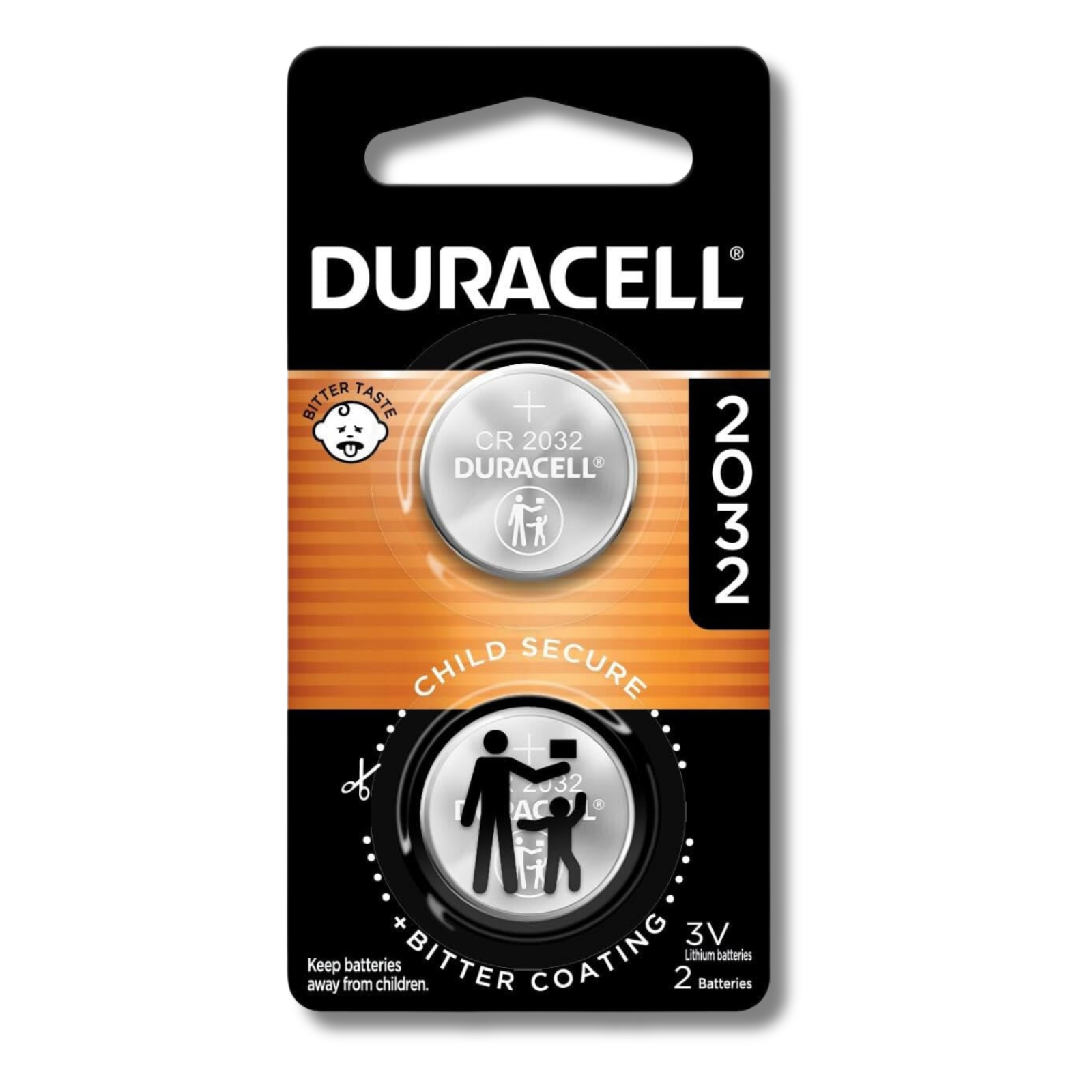 Duracell 2032 Lithium Battery, 2 Count (Pack of 1), Compatible with AirTag, Child Safety Features, Key Fob, CR2032 3V Cell