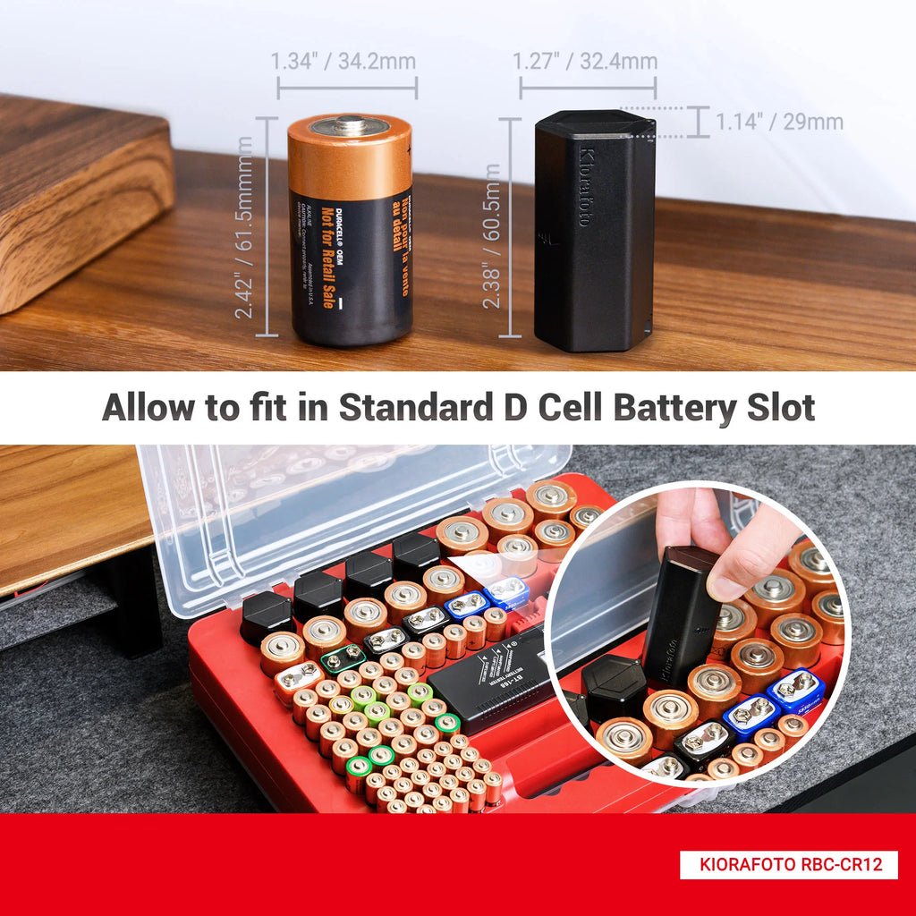 2/4 Pack Upgrade Coin Cell Battery Organizer for 24/48 x CR2032/CR2025/CR2016 Batteries， Allow to fit in Standard D Battery Slot