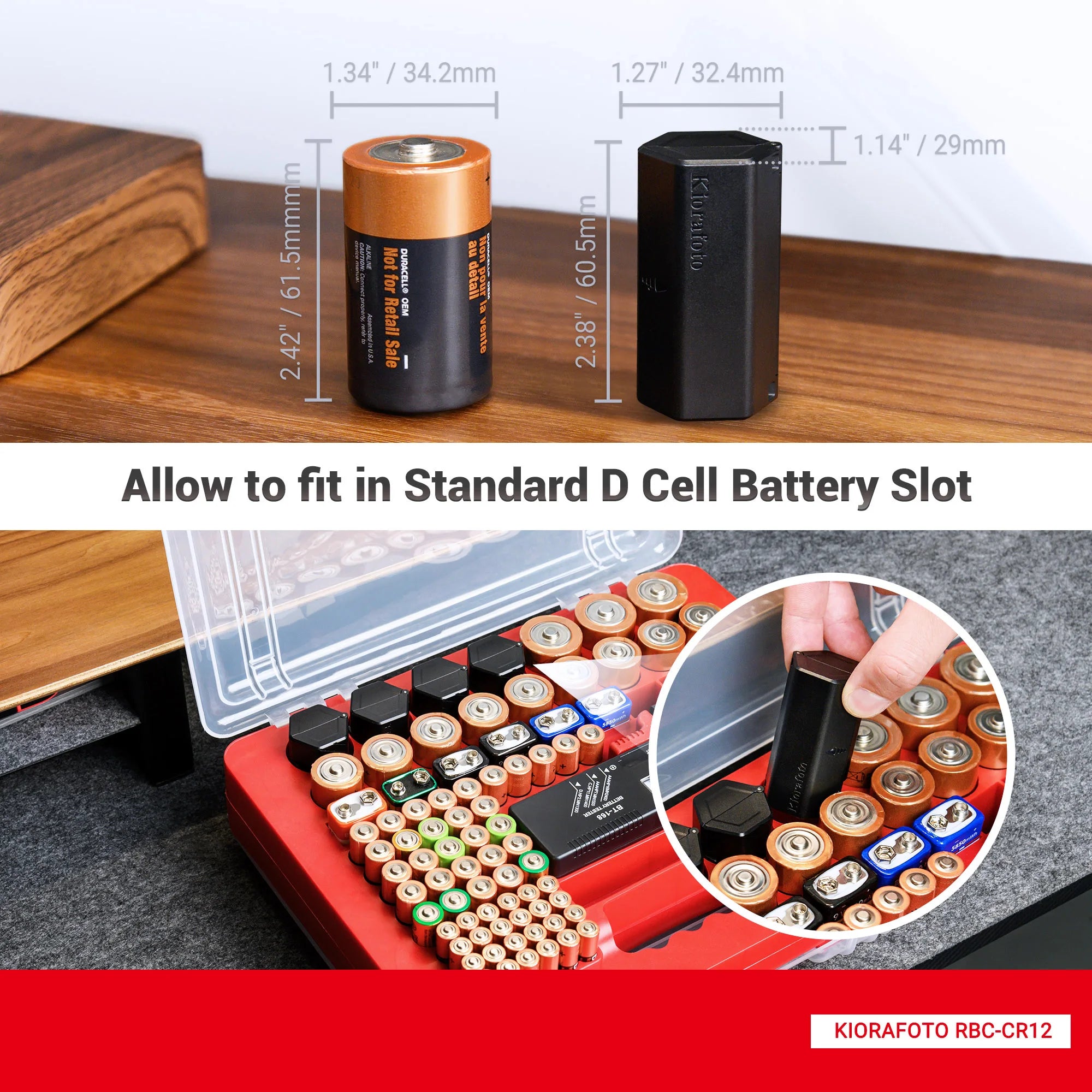 2/4 Pack Upgrade Coin Cell Battery Organizer for 24/48 x CR2032/CR2025/CR2016 Batteries， Allow to fit in Standard D Battery Slot