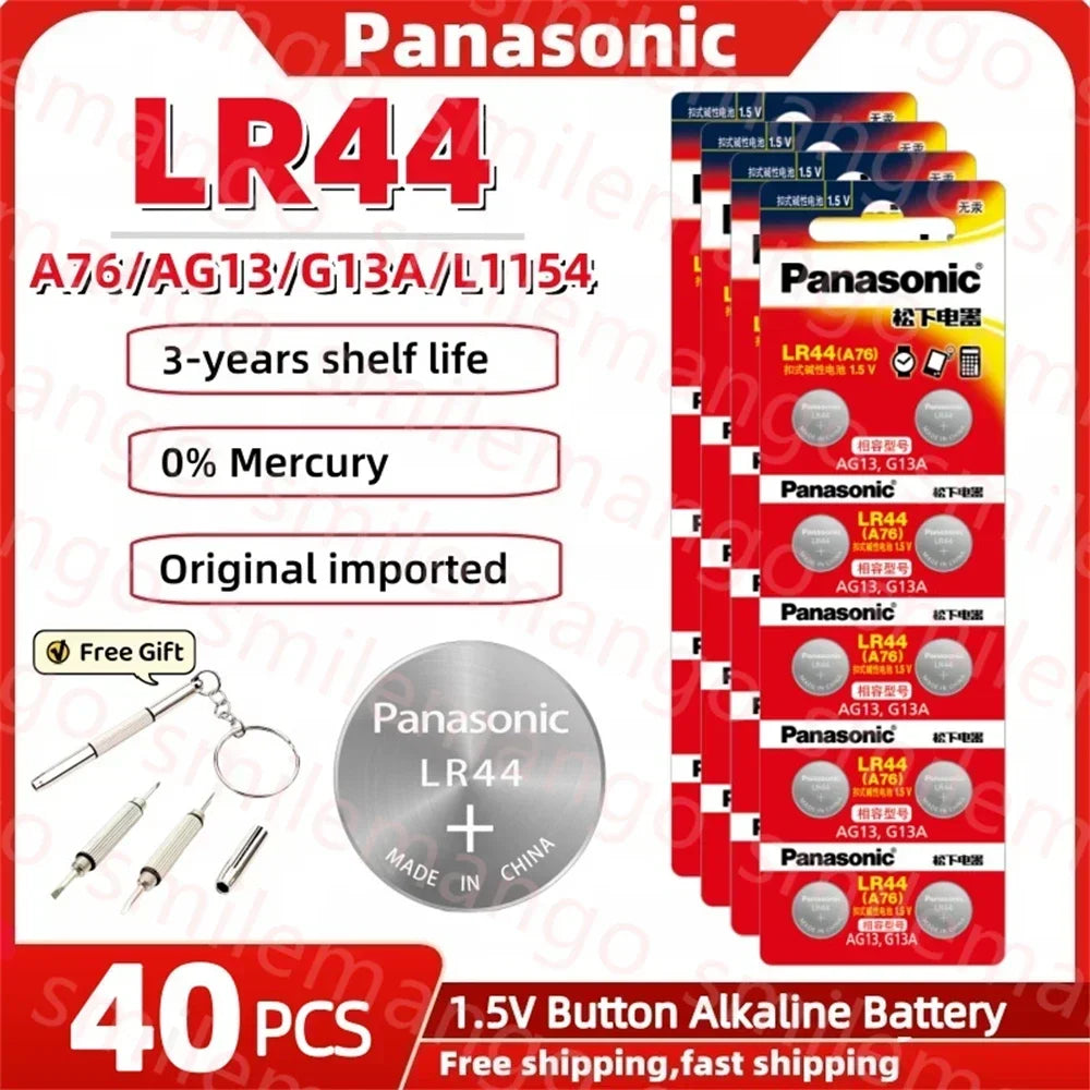Panasonic 2-50PCS AG13 battery A76 LR44 357 SR1154 SR44 LR 44 1.5V Alkaline Batteries For Watch Calculator Toy Button Coin Cell