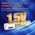 AAA and AA Rechargeable Batteries USB Lithium-ion 3400mWh 1.5V AA Rechargeable Batteries+800mWh 1.5V AAA Battery+ Type-C Cable