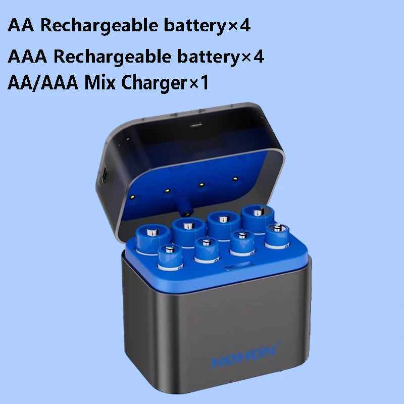 NOHON 1.5V AA 3600mWh/AAA 1300mWh Rechargeable Battery for Toy Game Console Mouse Remote Control Doorbell Blood Pressure Monitor