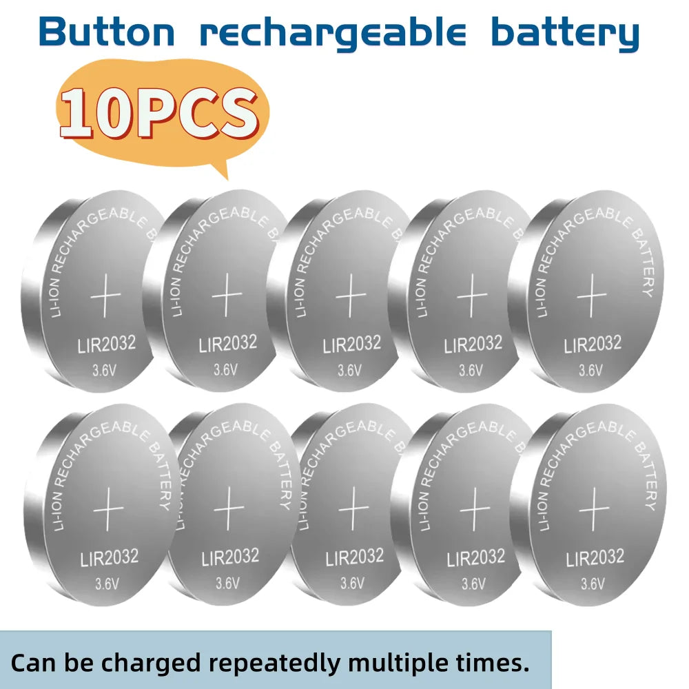 2-10PCS LIR2032 LIR2025 LIR2016 Rechargeable Battery CR2032 CR2025 CR2016  Lithium charging Can Replace CR2032 for watches
