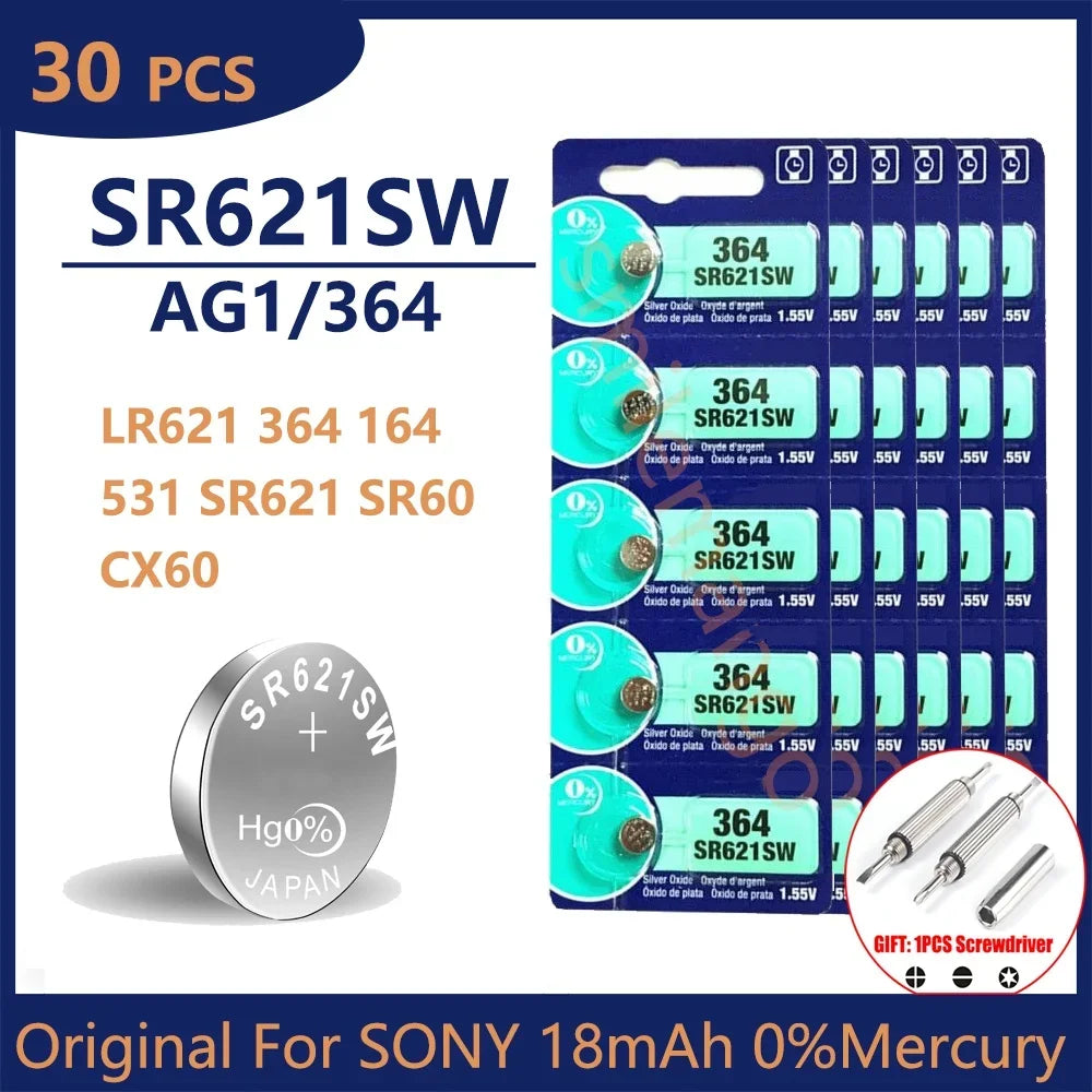 Original For SONY 364 SR621SW SR60 1.55V Button Battery For Watch Toys Remote Cell Coin Batteries