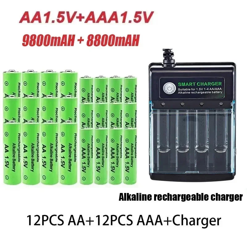 Original AA Rechargeable AAA Battery 1.5V AA 9800mAh/AAA 8800mAh for Clock Radio Video Game Digital Camera AA AAA Charger