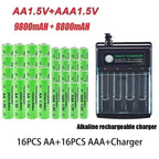 Original AA Rechargeable AAA Battery 1.5V AA 9800mAh/AAA 8800mAh for Clock Radio Video Game Digital Camera AA AAA Charger