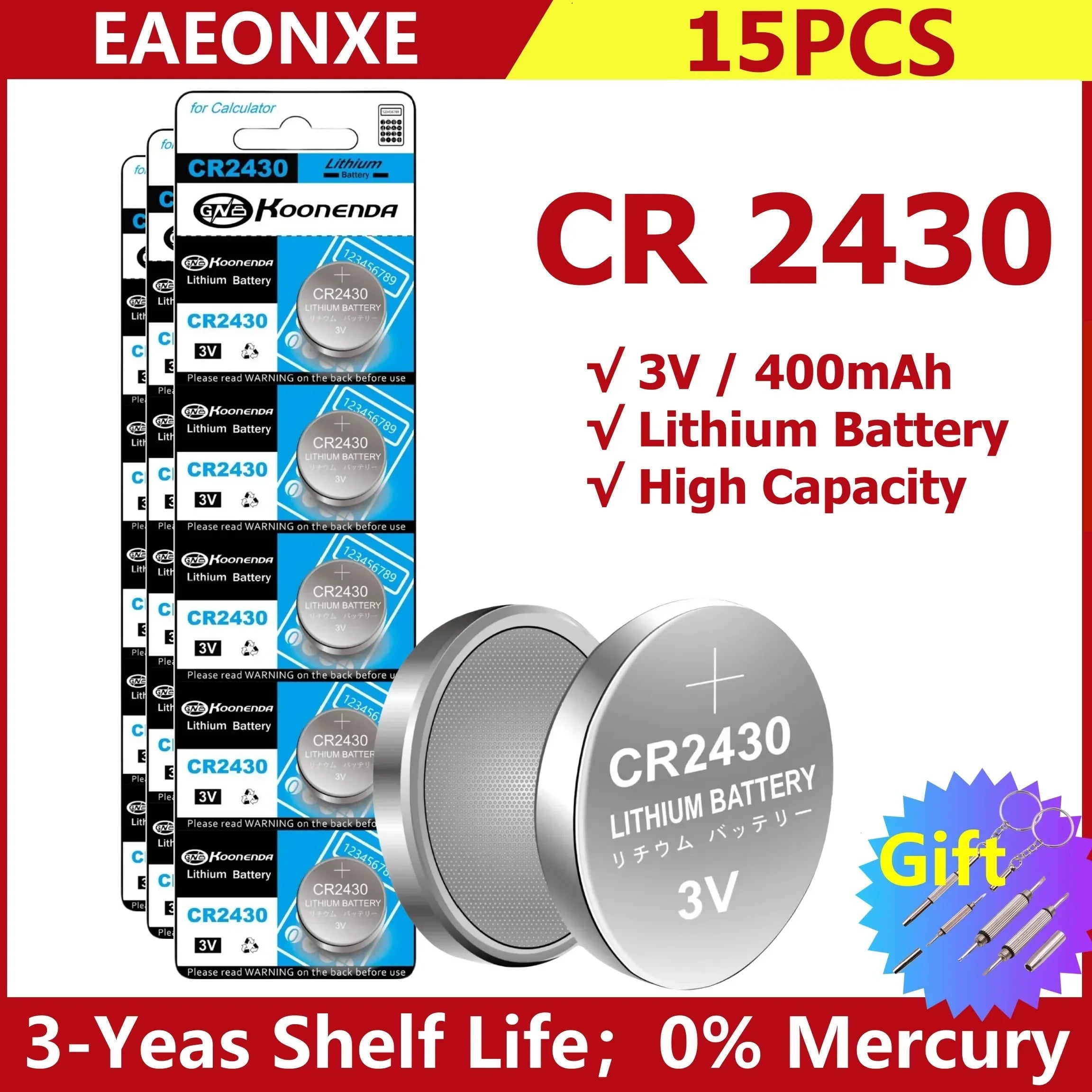 2-50pcs NEW CR2430 3V Lithium Battery CR 2430 DL2430 BR2430 Button Coin Batteries for Key Fob Watch Alarm Clock Remote Control
