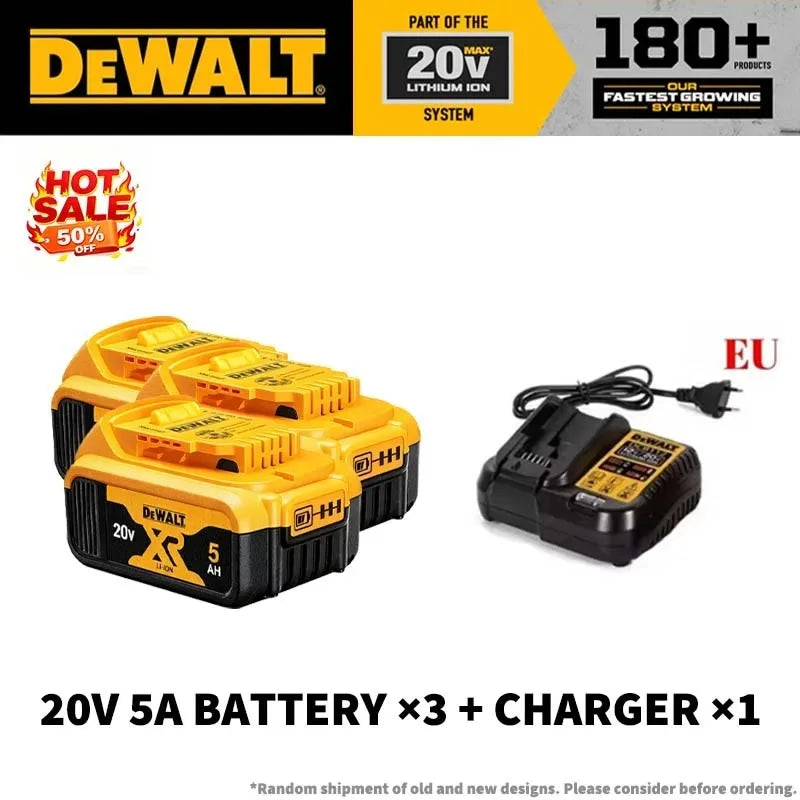 Original DEWALT 20V 5Ah Lithium Battery DCB805 with Full Protection & Long Lifespan Fast Charging 9Ah,6Ah,5Ah,2Ah High Capacity