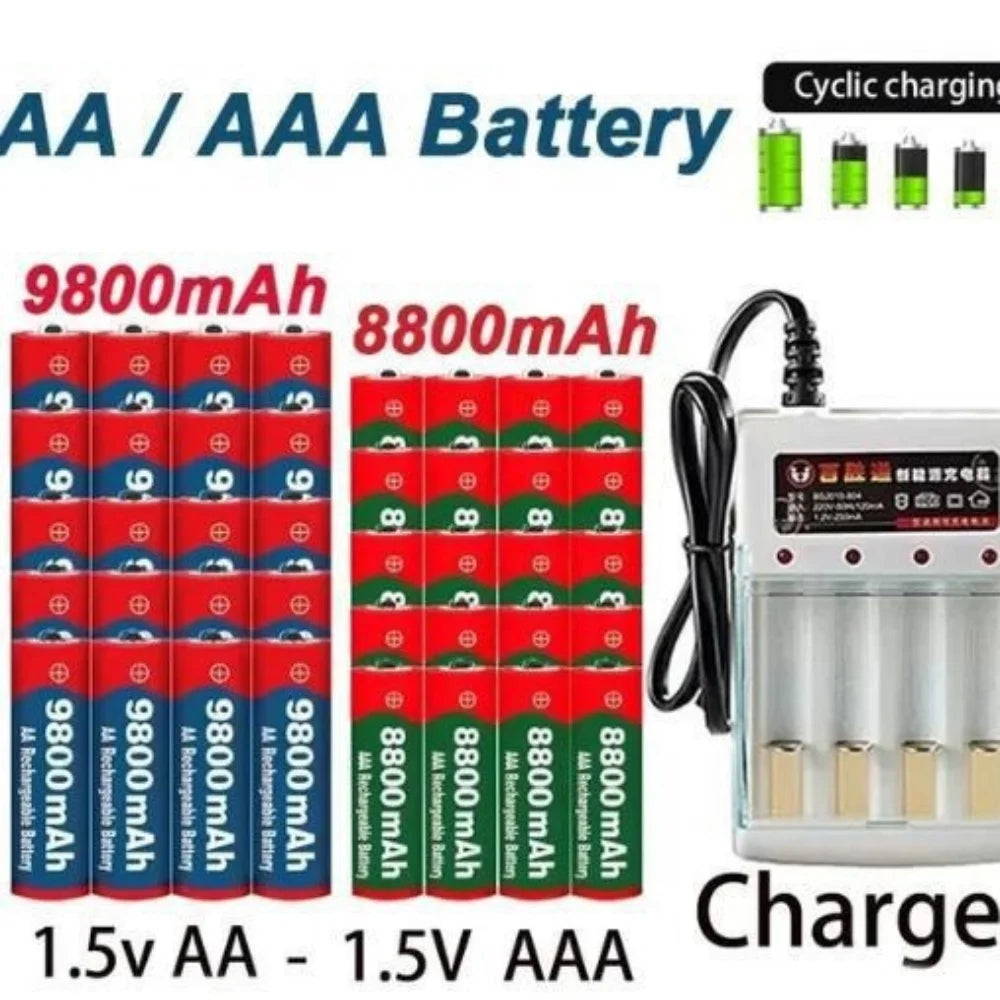 NEW 8800mAh/9800mAh Rechargeable Battery AA/AAA  Alkalinity Battery 1.5V AA/AAA Battery for Clocks Mice Computers Toys So on