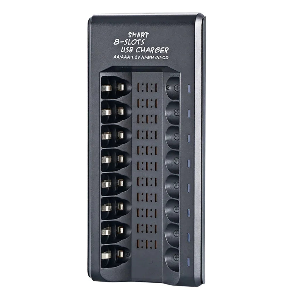 USB Output 8 Slots Fast Charging Short Circuit Protection for 1.2V NiMH AAA/AA Batteries Charger Rechargeable Battery Charger