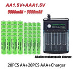 Original Rechargeable Battery 1.5V AA 9800mAh+AAA 8800mAh+Charger for Computer Clock Radio Video Game Digital Camera AA AAA