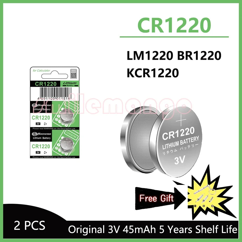CR1220 45mAh LM1220 BR1220 KCR1220 3V Lithium Battery For Toy Watch Scale Calculator Car Remote Control Mouse Button Coin Cell