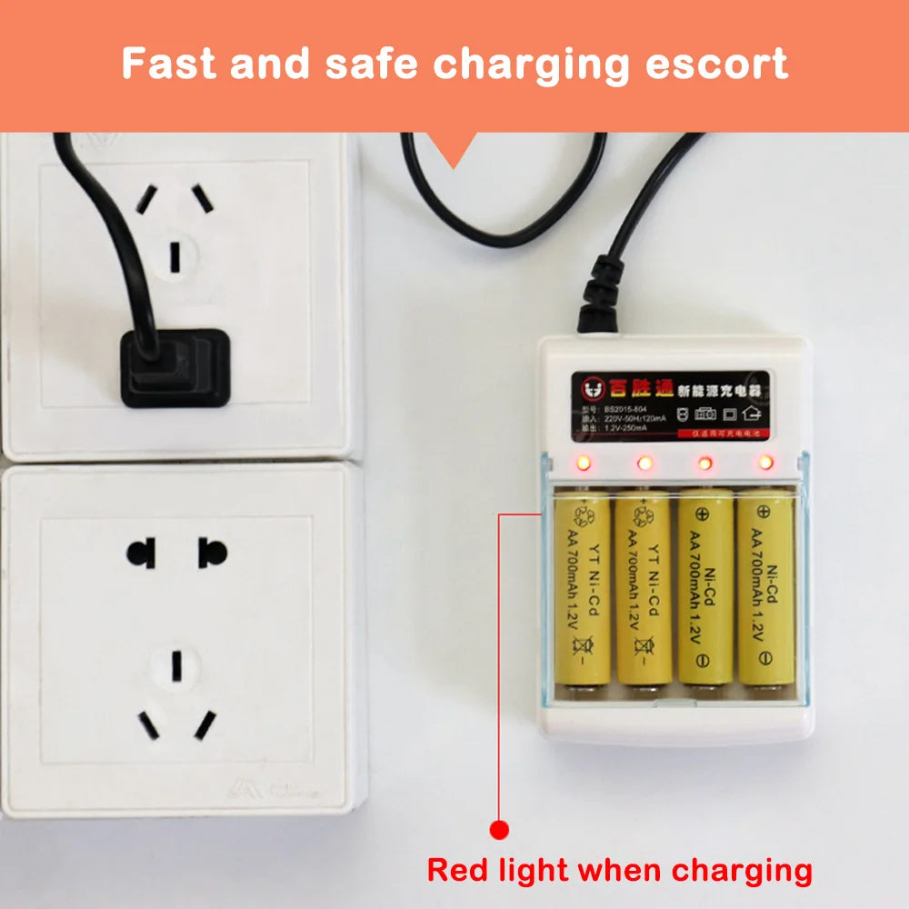 AA  AAA Battery Fast Charger 220V Ni-Cd 4 Slots Rechargeable Smart Charger US / EU Plug for 1.2V Battery Charging With Cover