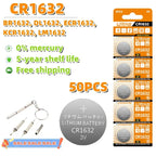 10-100PCS 3V CR1632 Battery CR 1632 Lithium Battery DL1632 BR1632 KCR1632 ECR1632 For Car Remote Control Watch Button Coin Cells