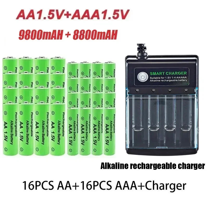 Original AA Rechargeable AAA Battery 1.5V AA 9800mAh/AAA 8800mAh for Clock Radio Video Game Digital Camera AA AAA Charger
