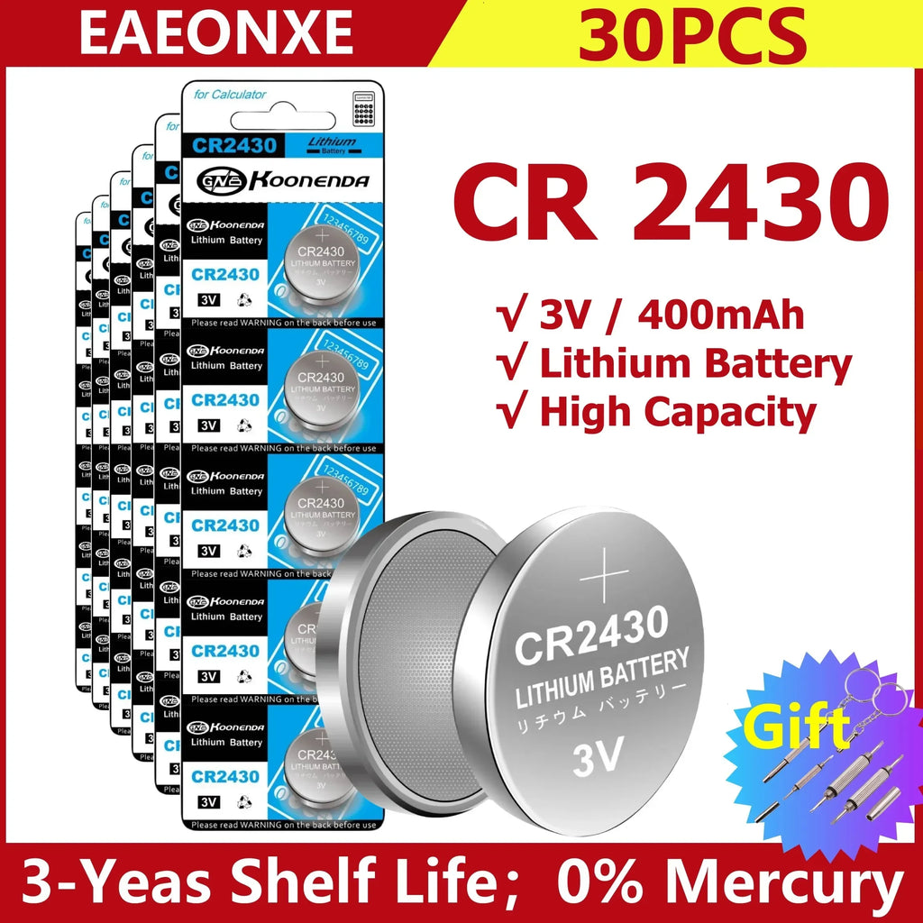 2-50pcs NEW CR2430 3V Lithium Battery CR 2430 DL2430 BR2430 Button Coin Batteries for Key Fob Watch Alarm Clock Remote Control