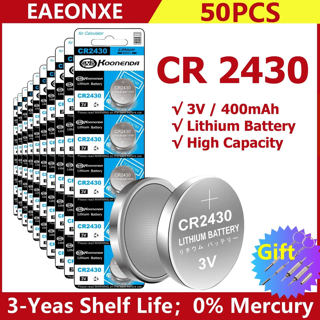 2-50pcs NEW CR2430 3V Lithium Battery CR 2430 DL2430 BR2430 Button Coin Batteries for Key Fob Watch Alarm Clock Remote Control