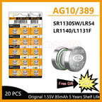 AG10 LR1130 Batteries 389A LR1130 LR54 L1131 SR1130 1.55v High Capacity Button Cell Coin Battery for Watches Calculators Lasers