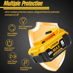 8.0Ah 20V Lithium-Ion Replacement Batteries for Dewalt Cordless Tools - Compatible with DCB200, DCB205, DCB206 & More