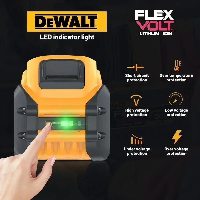 DEWALT 9.0AH, 20V maximum 60V maximum lithium-ion battery, suitable for DCB204, DCB205, DCB206, DCB609, DCB184, DCB200 DeWalt