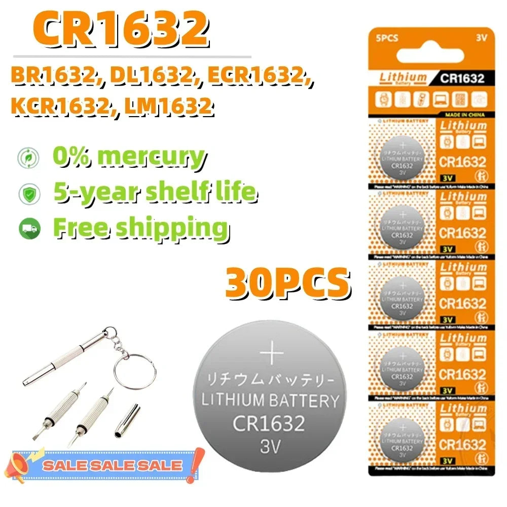 10-100PCS 3V CR1632 Battery CR 1632 Lithium Battery DL1632 BR1632 KCR1632 ECR1632 For Car Remote Control Watch Button Coin Cells