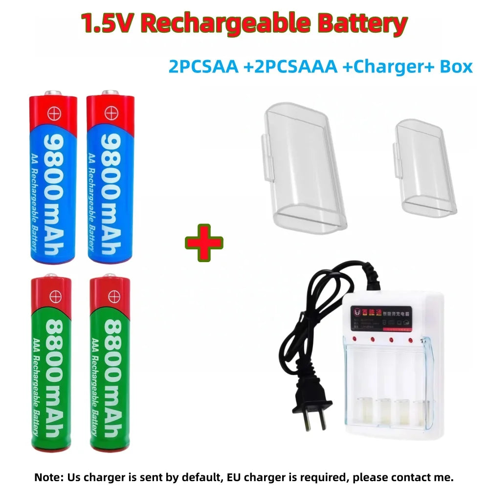 NEW 8800mAh/9800mAh Rechargeable Battery AA/AAA  Alkalinity Battery 1.5V AA/AAA Battery for Clocks Mice Computers Toys So on