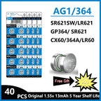 2-50PCS AG1 LR621 364 V364 164 531 SR621 SR621SW SR60 CX60 1.55V Alkaline Battery For Watch Car Key Remote Toy Button Coin Cell