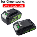 For Greenworks 24V 6.0Ah Lithium Battery for Greenworks 24V 48V Tools MO24B410 MO48L4211 HT24B210 21342