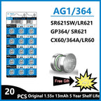 2-50PCS AG1 LR621 364 V364 164 531 SR621 SR621SW SR60 CX60 1.55V Alkaline Battery For Watch Car Key Remote Toy Button Coin Cell