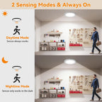 2 Pack Rechargeable Motion Sensor Ceiling Light with Remote - Magnetic Wireless Ceiling Light Battery Powered for Closet Shower Stairs Shed Hallway Porch Patio
